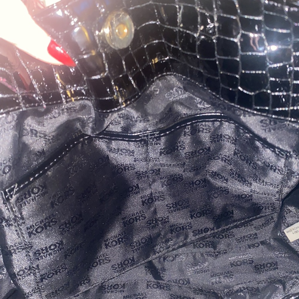 Michael Kors Black Crocodile-Embossed Satchel - Picture 7 of 7